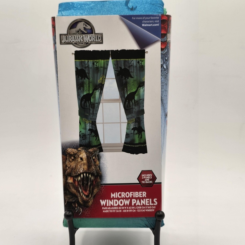 Jurassic World Microfiber Window Panels Kids Dino Curtains Green 82x63 Franco